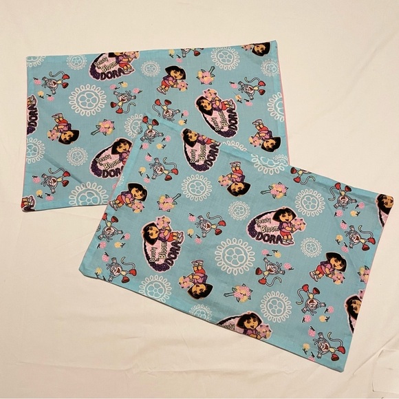 Dora the Explorer Beauty in Bloom Pillowcases Homemade 20.5” x 12.5” Lot of 2 - Picture 16 of 16